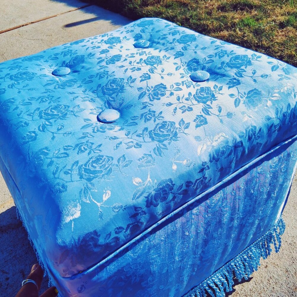 Victorian Inspired Baby Blue Ottoman 'Melissa'